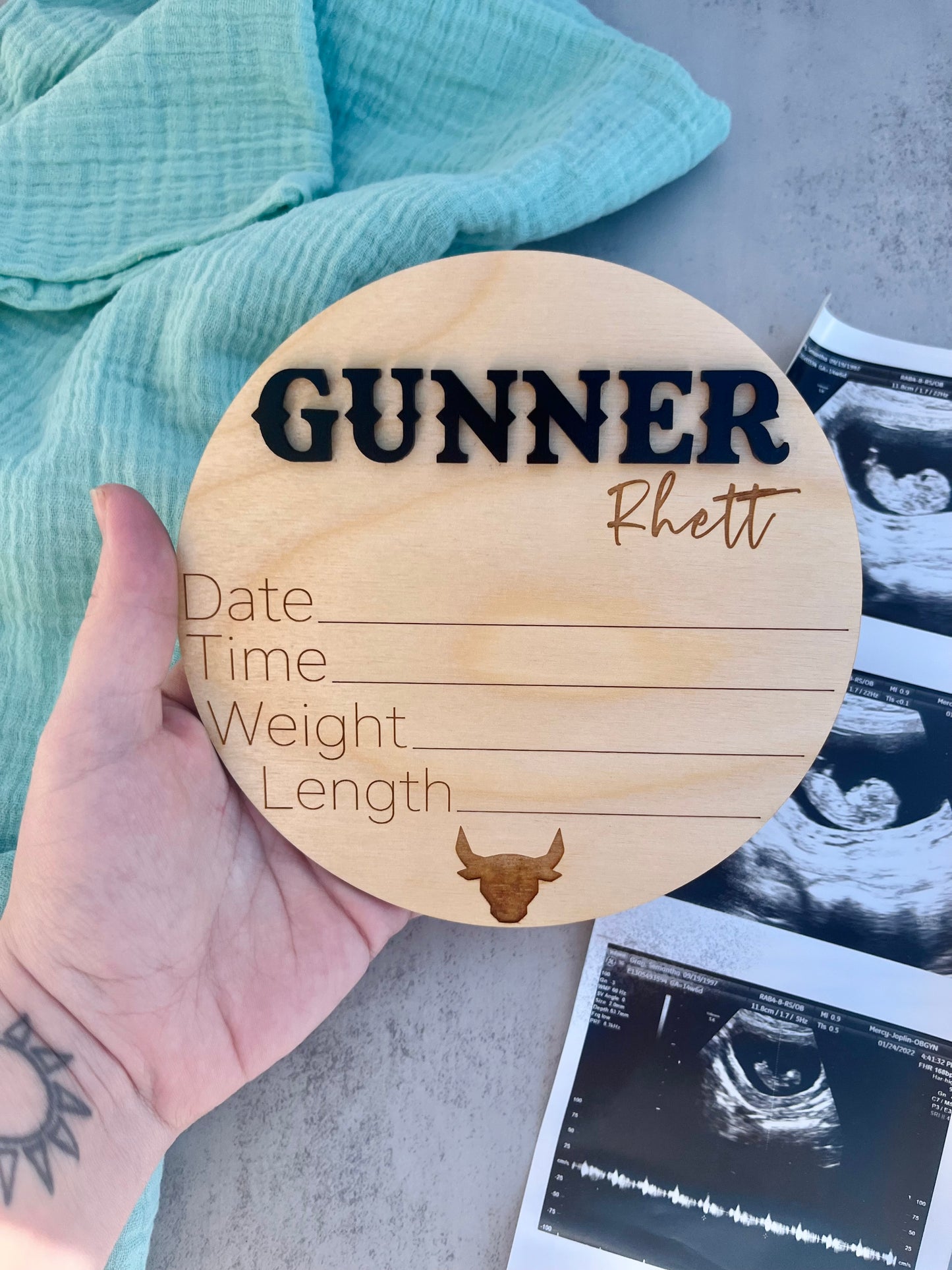 Cow Head Birth Stat Sign | Western Birth Announcement
