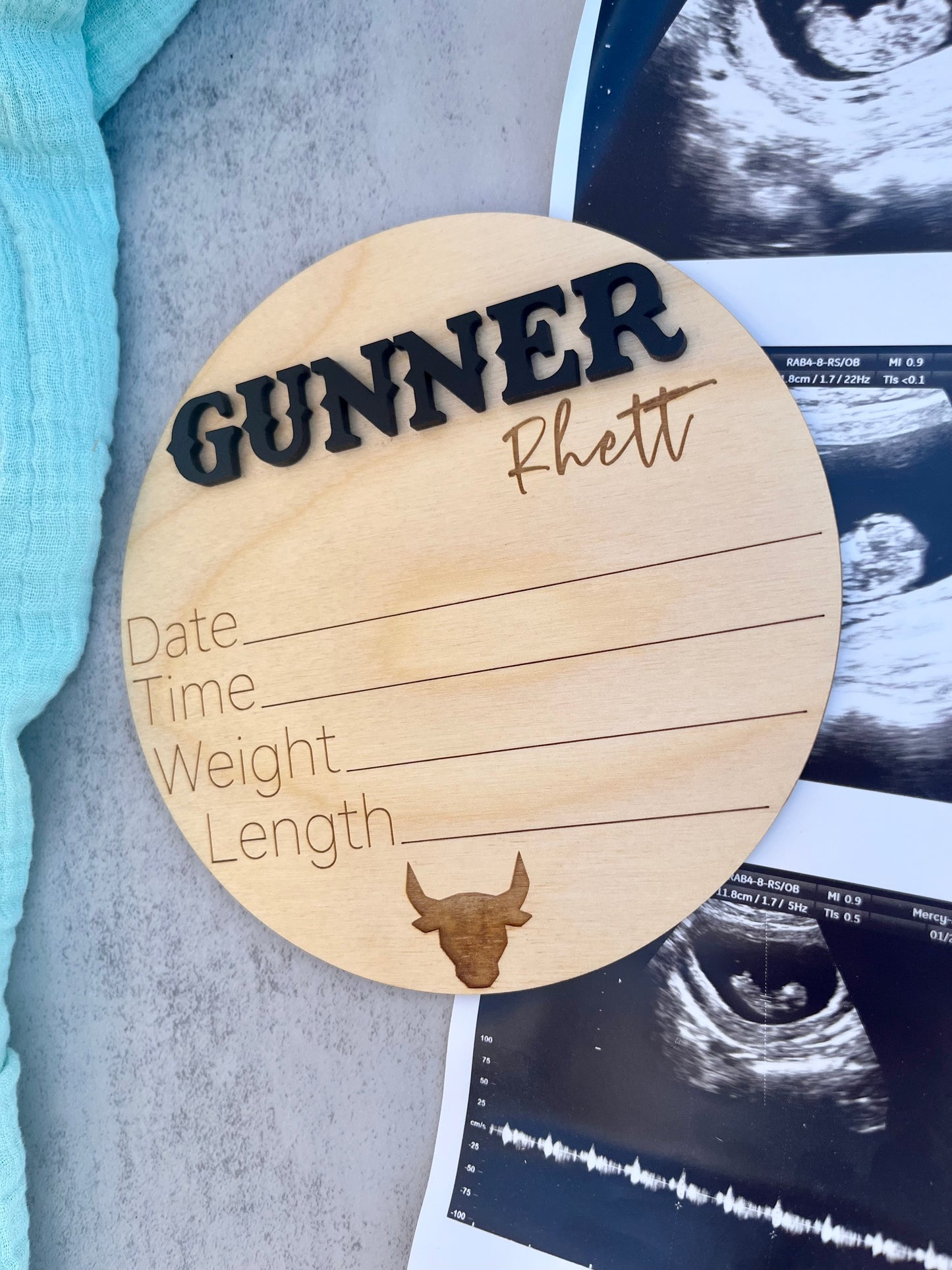 Cow Head Birth Stat Sign | Western Birth Announcement