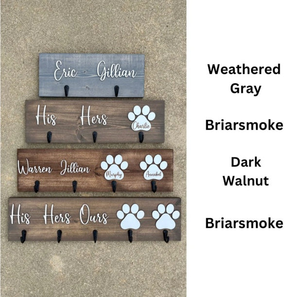 Personalized His Hers Key Holder | Dog Leash Holder