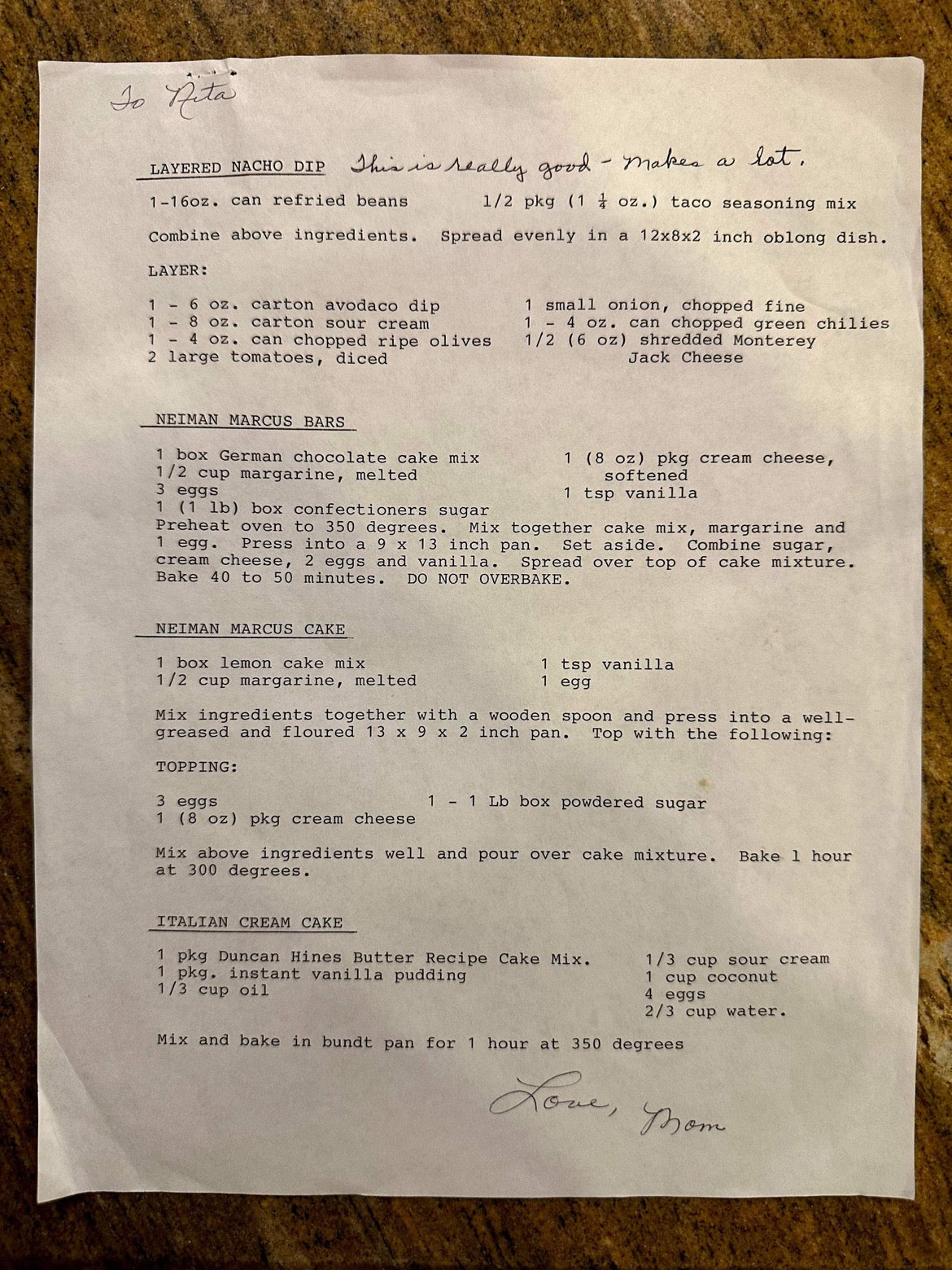 Handwritten Recipe Board