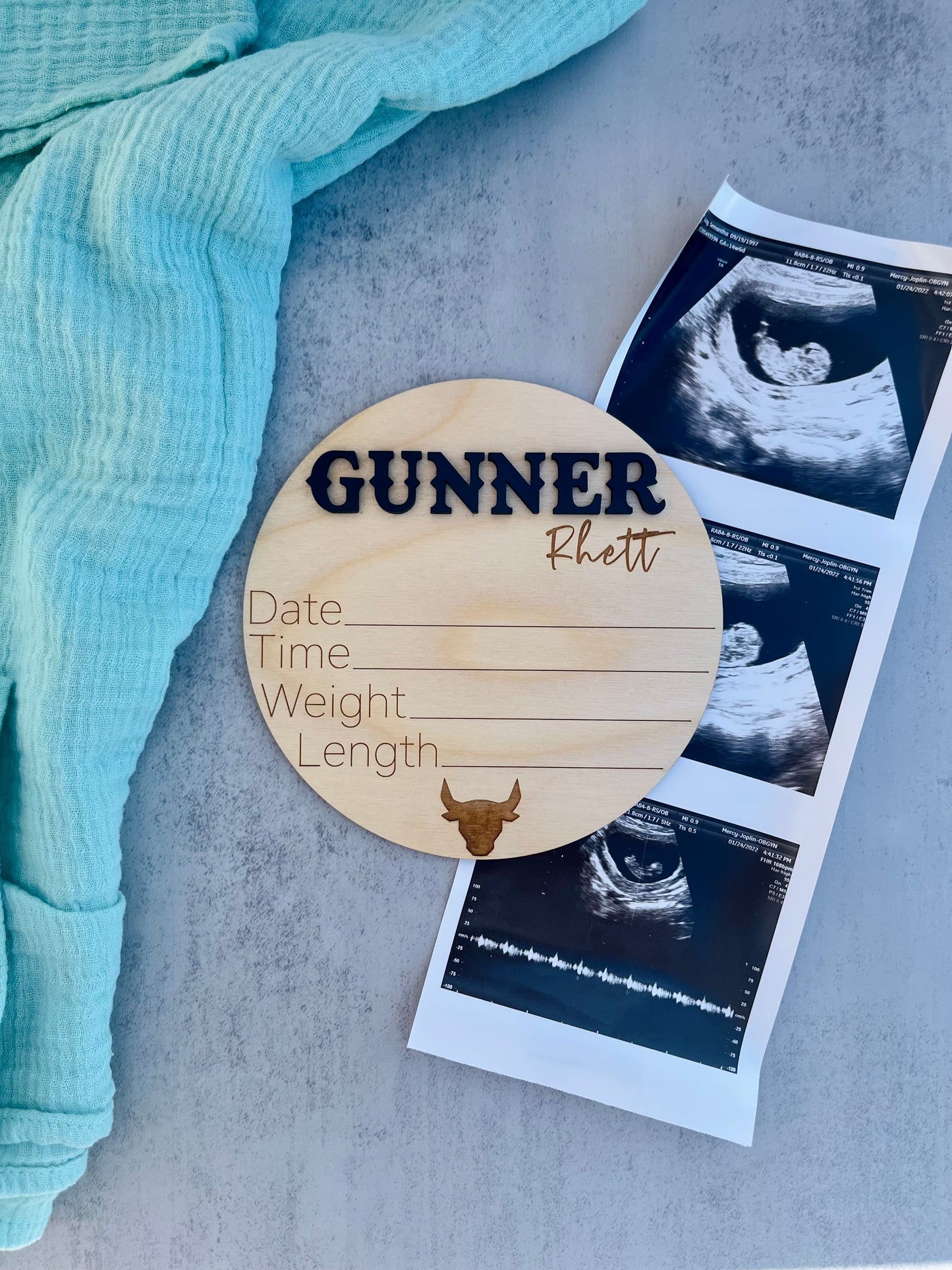Cow Head Birth Stat Sign | Western Birth Announcement