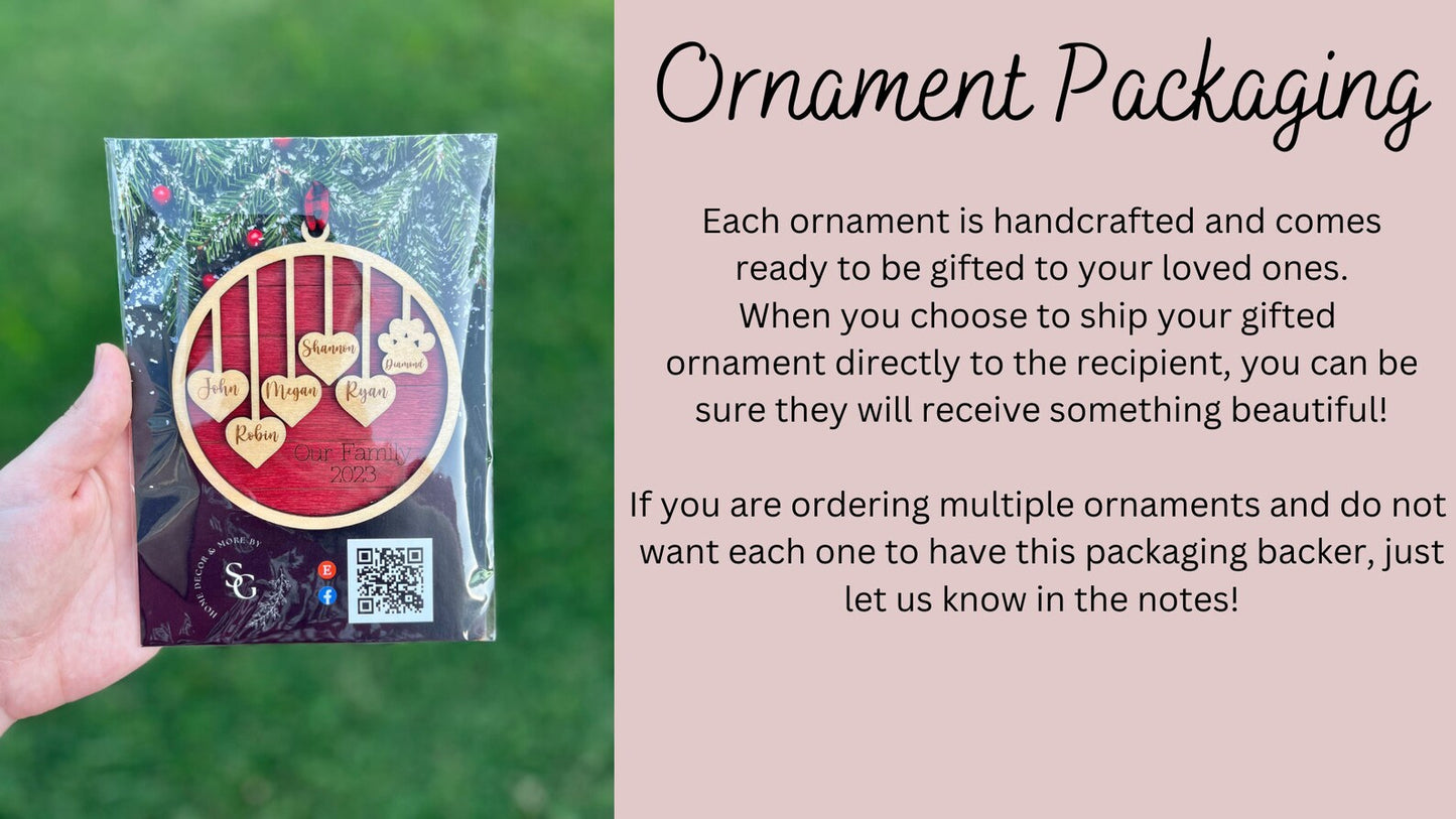 Personalized Christmas Tree Name Ornament | Up to 7 Family Names