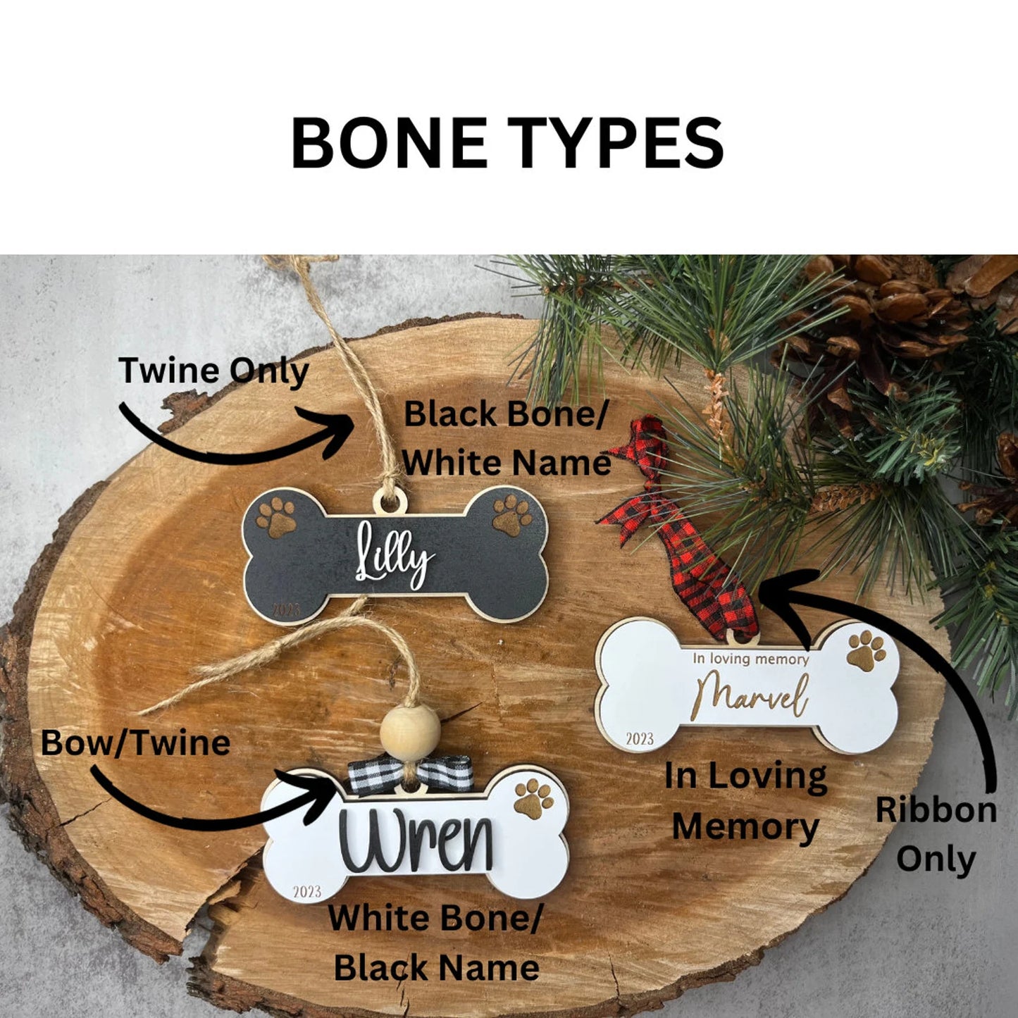 Personalized Dog Bone Christmas Ornament