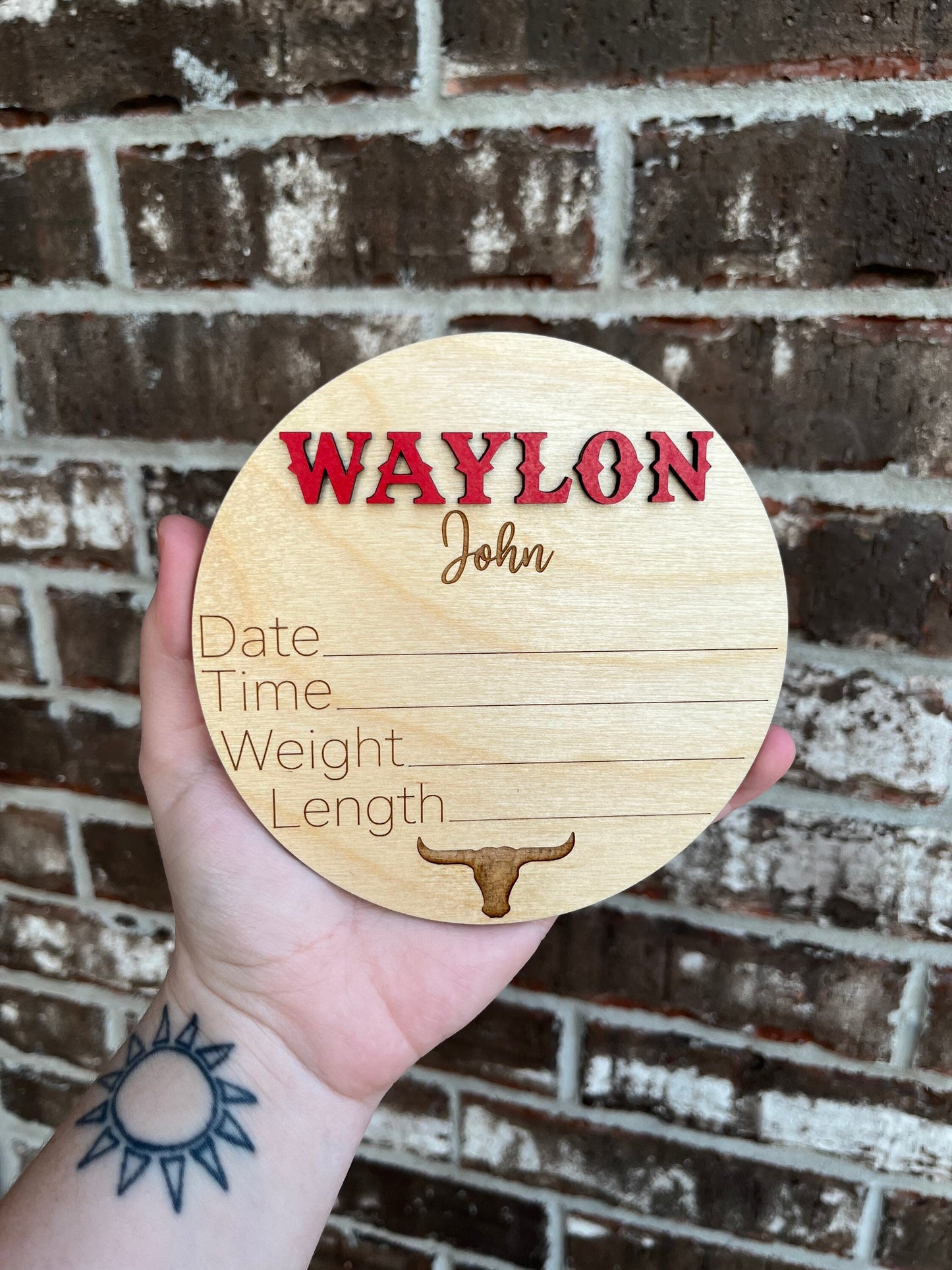 Baby Birth Stats Sign with Cow Design | Western Birth Announcement