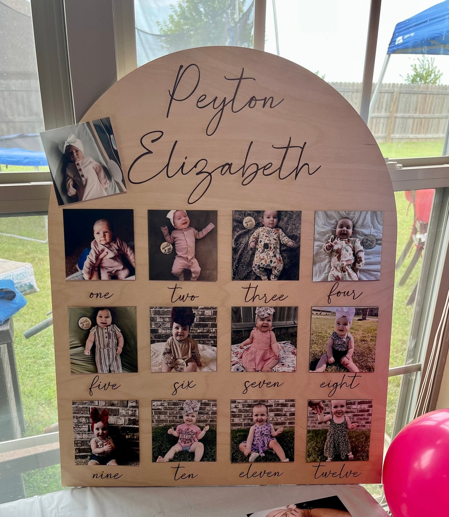 1 through 12 month photo board