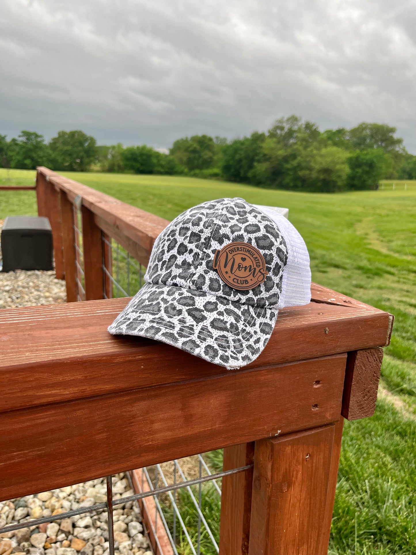 Womens Leather Patch Hat | Cheeta Print Hat