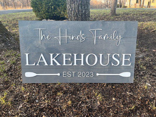 Family Lake House Sign