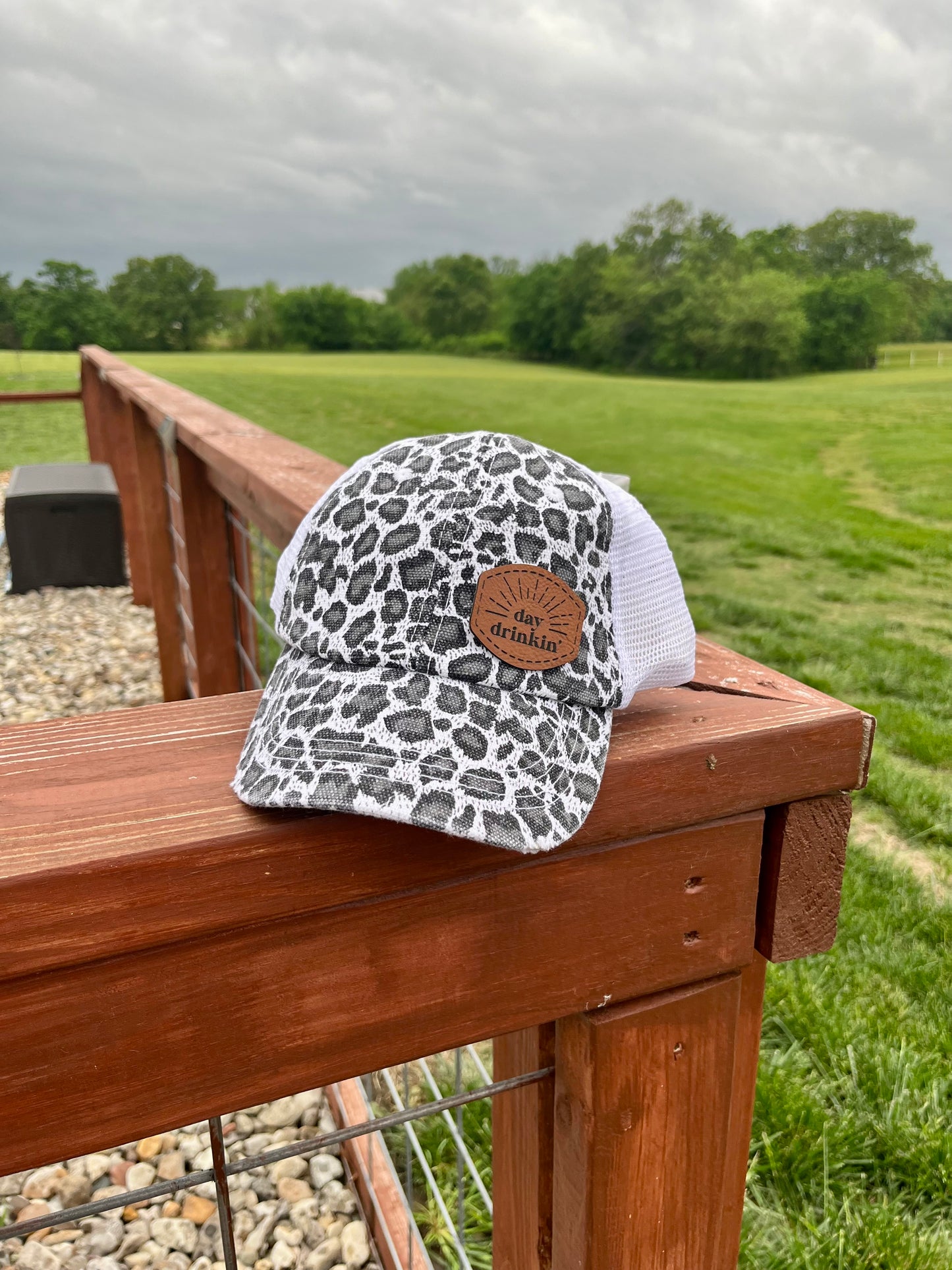 Womens Leather Patch Hat | Cheeta Print Hat