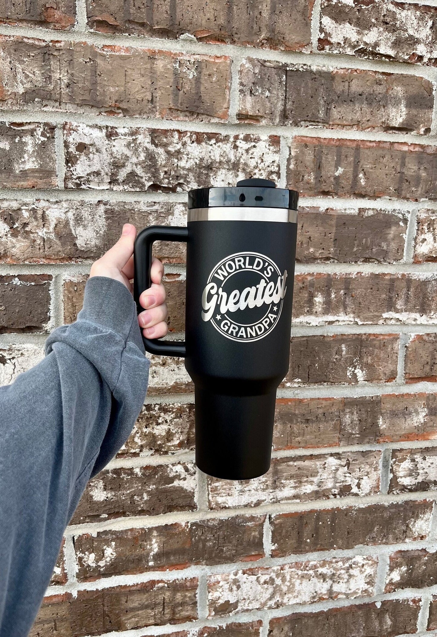 Mens Personalized Tumbler with Handle | 40oz