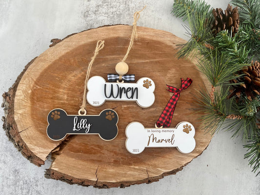 Personalized Dog Bone Christmas Ornament