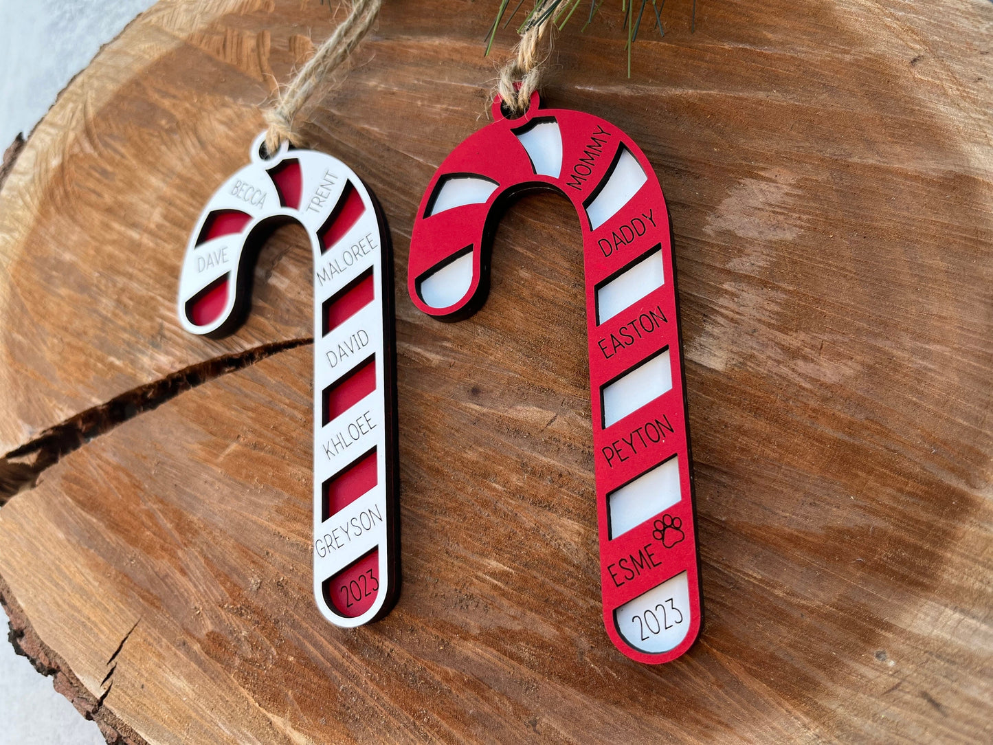 Personalized Candy Cane Christmas Name Ornament | Up to 7 Family Names